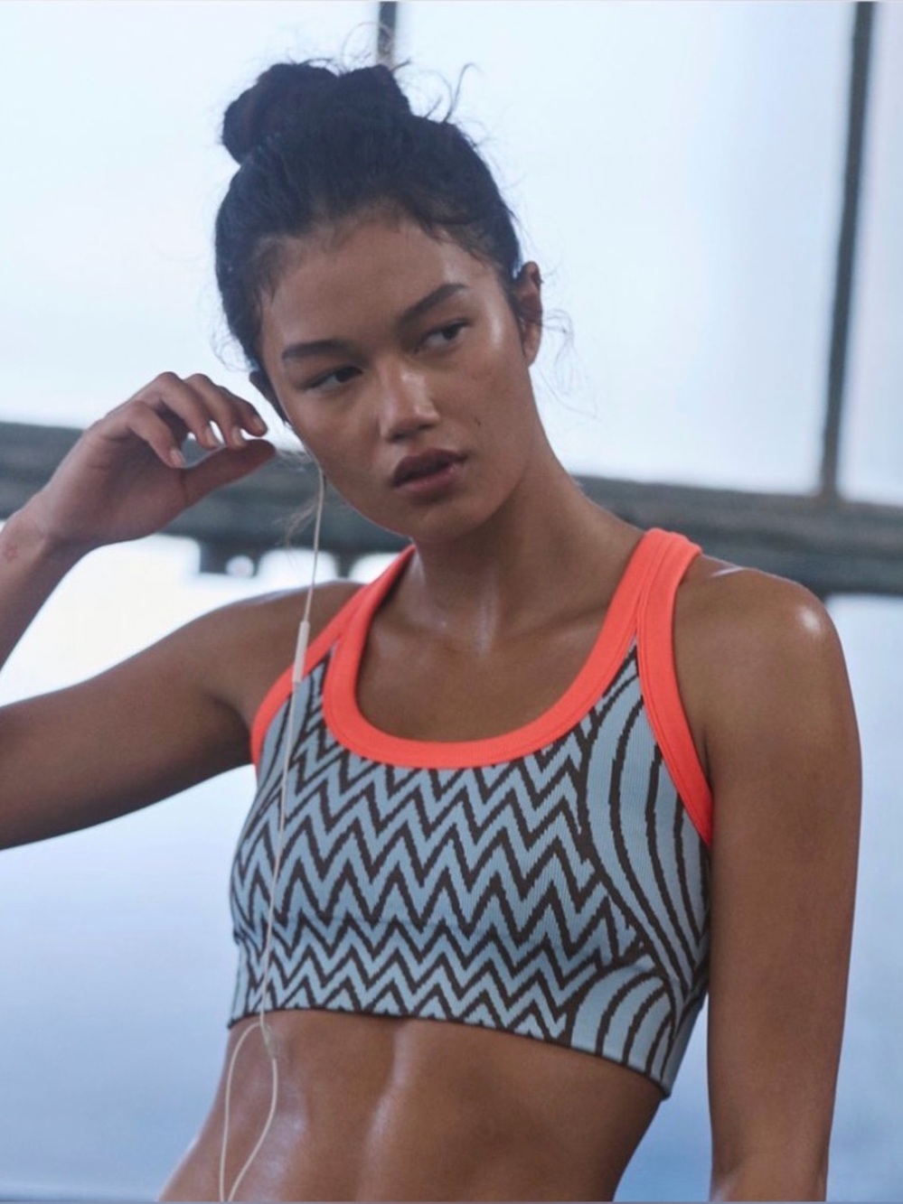 Free people Go To Jacquard Sports Bra. NWT. Blue twist combo